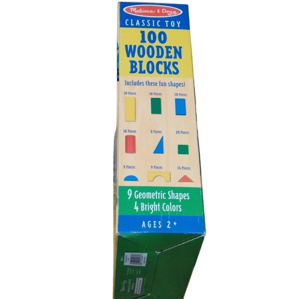 NWT gift MELISSA & DOUG Wooden Building Blocks Set STEM shapes and colors
